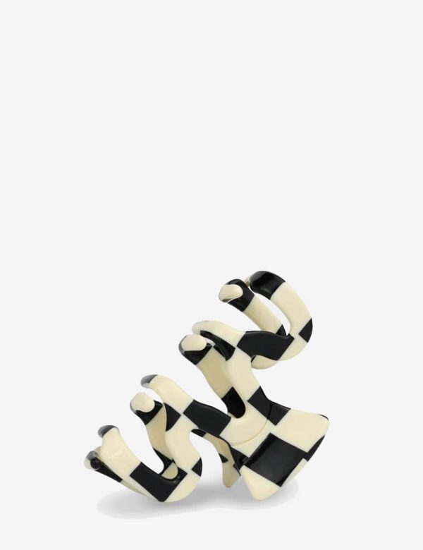 Wave Claw Clip Black and white checkerboard pattern SASSTIE